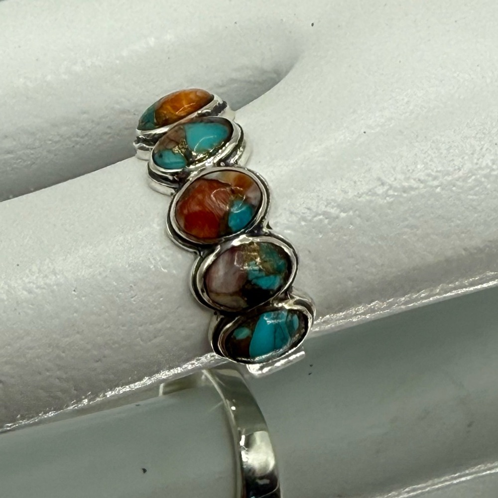 NWT Spiny Turquoise Stones Set in Sterling Silver Ring - Picture 10 of 10